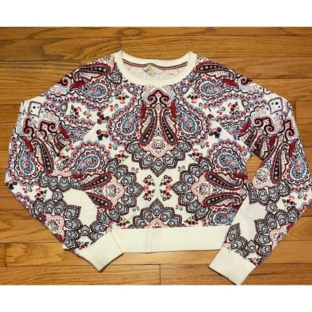 BODEN Paisley Cropped Sweatshirt S Small - Picture 1 of 3